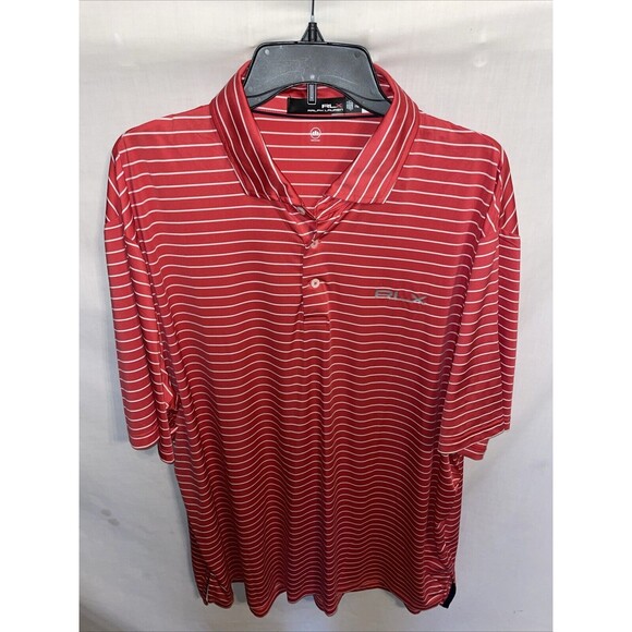 Ralph Lauren RLX Men’s Golf Polo Shirt Size 2XL Red Striped Athleisure Tennis - Picture 1 of 12